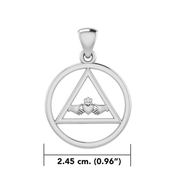 Claddagh in AA Recovery Symbol Silver Pendant TPD386 - Jewelry